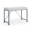 Marcelino Wooden Desk White/Navy 43.3L x 21.6W x 30H 2 Storage Drawers