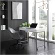 Marcelino Wooden Desk White/Silver 43.3L x 21.6W x 30H 2 Storage Drawers