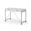 Marcelino Wooden Desk White/Silver 43.3L x 21.6W x 30H 2 Storage Drawers