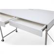 Marcelino Wooden Desk White/Silver 43.3L x 21.6W x 30H 2 Storage Drawers