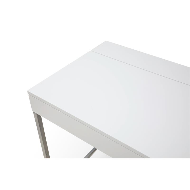Marcelino Wooden Desk White/Silver 43.3L x 21.6W x 30H 2 Storage Drawers