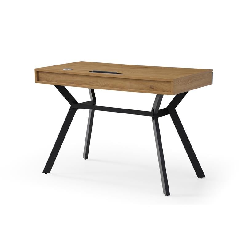 Aleeah Wooden Desk Natural/Black 43.3L x 21.6W x 30H 3 Storage Drawers
