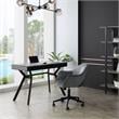 Aleeah Wooden Desk Grey/Black 43.3L x 21.6W x 30H 3 Storage Drawers