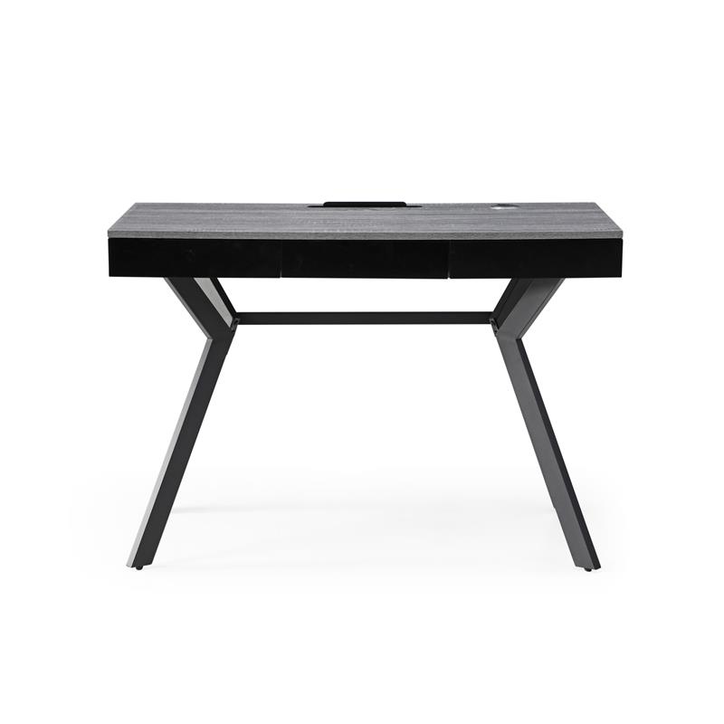 Aleeah Wooden Desk Grey/Black 43.3L x 21.6W x 30H 3 Storage Drawers