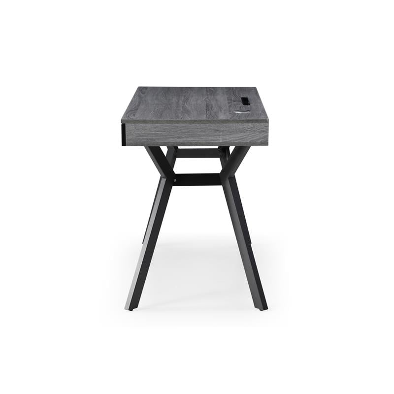 Aleeah Wooden Desk Grey/Black 43.3L x 21.6W x 30H 3 Storage Drawers