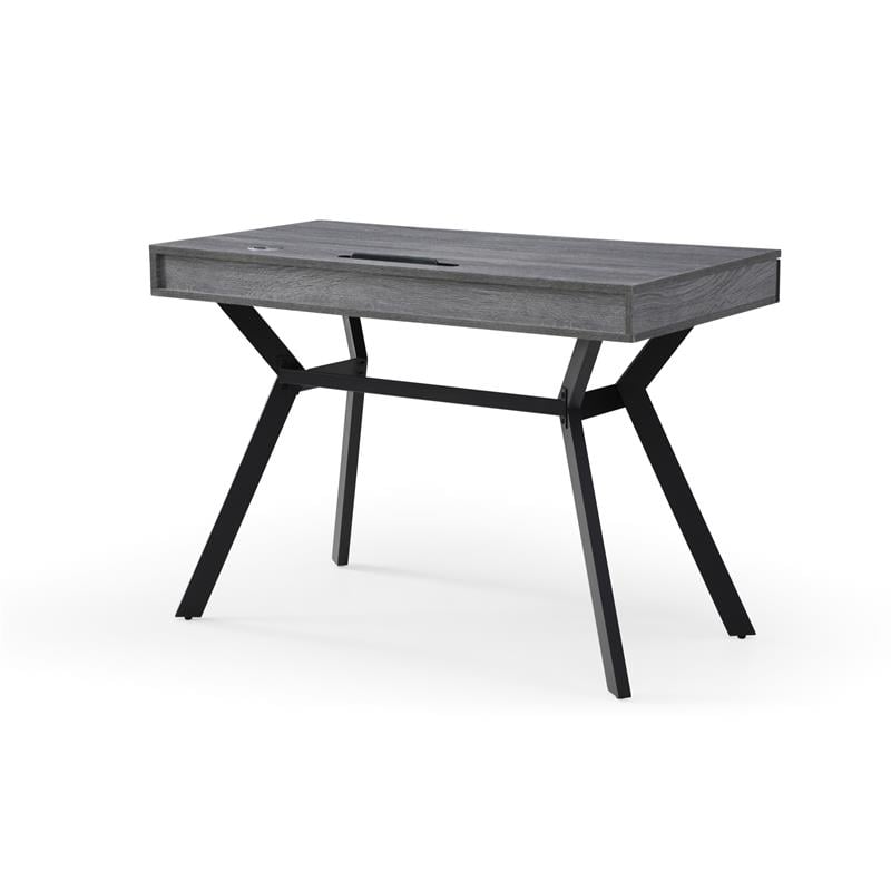 Aleeah Wooden Desk Grey/Black 43.3L x 21.6W x 30H 3 Storage Drawers