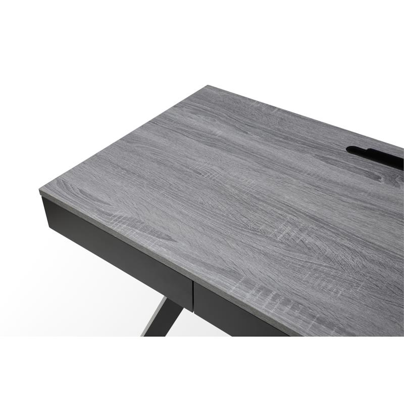Aleeah Wooden Desk Grey/Black 43.3L x 21.6W x 30H 3 Storage Drawers