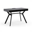 Aleeah Wooden Desk Grey/Black 43.3L x 21.6W x 30H 3 Storage Drawers