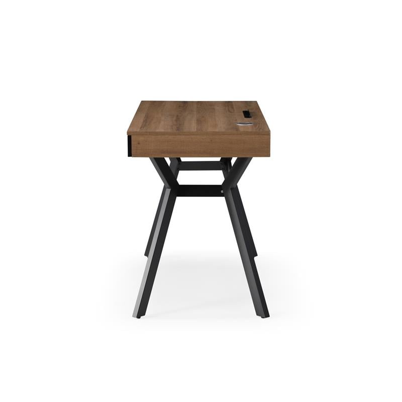 Aleeah Wooden Desk Walnut/Black 43.3L x 21.6W x 30H 3 Storage Drawers
