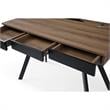 Aleeah Wooden Desk Walnut/Black 43.3L x 21.6W x 30H 3 Storage Drawers