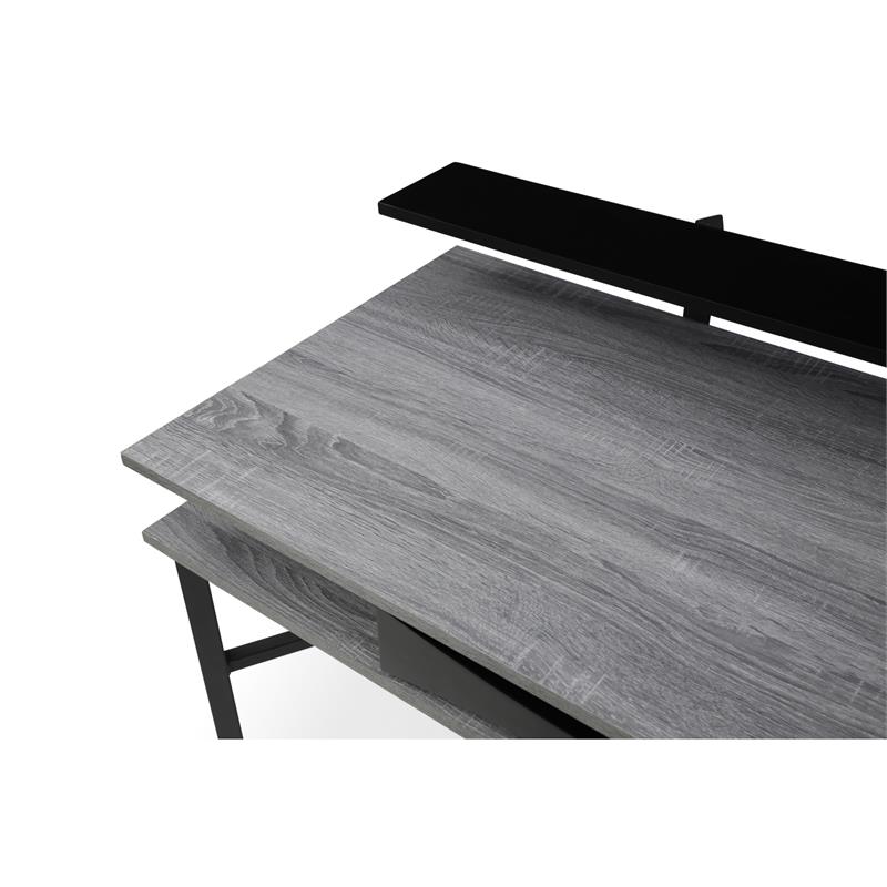 Layna Wooden Desk Gray/Black  43.3L x 22.8W x 34.8H 1 Storage Drawer Side