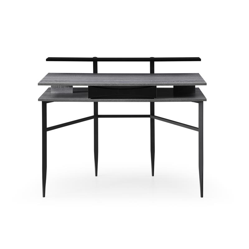 Layna Wooden Desk Gray/Black  43.3L x 22.8W x 34.8H 1 Storage Drawer Side