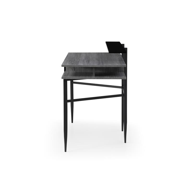 Layna Wooden Desk Gray/Black  43.3L x 22.8W x 34.8H 1 Storage Drawer Side