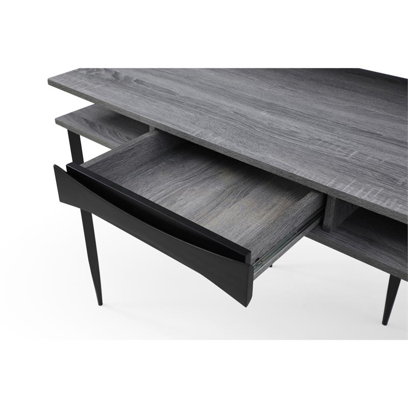 Layna Wooden Desk Gray/Black  43.3L x 22.8W x 34.8H 1 Storage Drawer Side