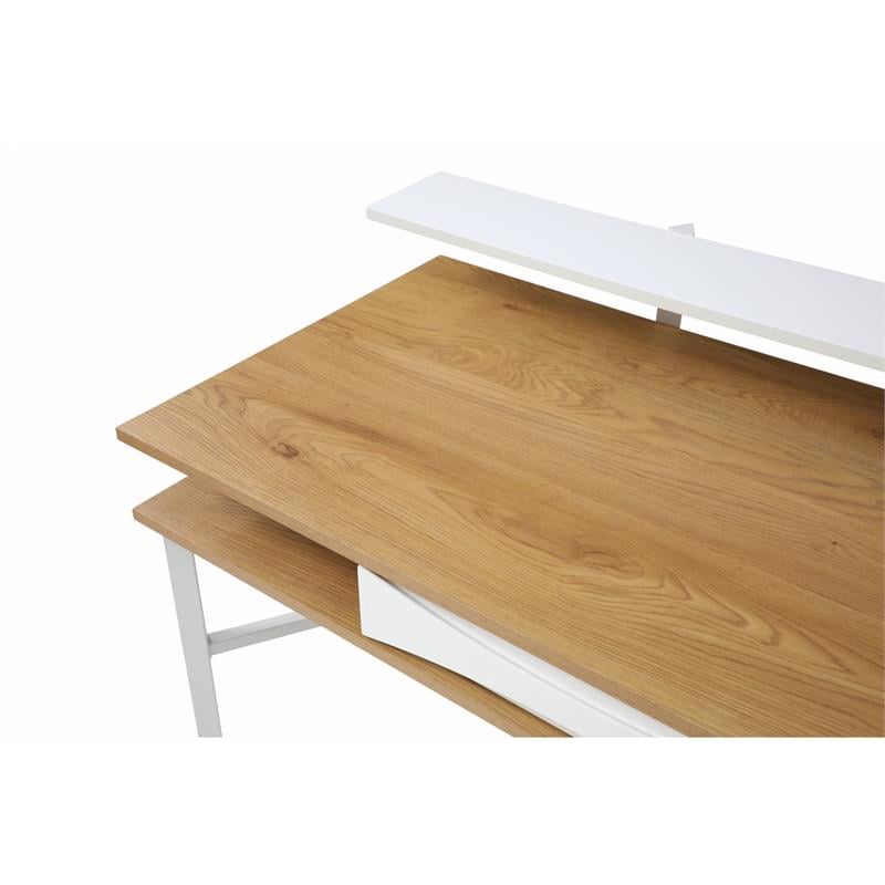 Layna Wooden Desk Natural/White 43.3L x 22.8W x 34.8H 1 Storage Drawer Side