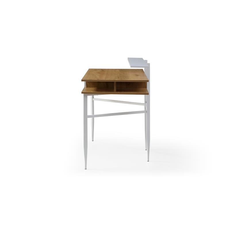 Layna Wooden Desk Natural/White 43.3L x 22.8W x 34.8H 1 Storage Drawer Side