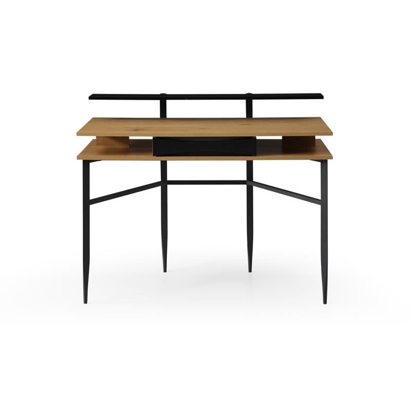 Layna Wooden Desk Natural/Black 43.3L x 22.8W x 34.8H 1 Storage Drawer Side