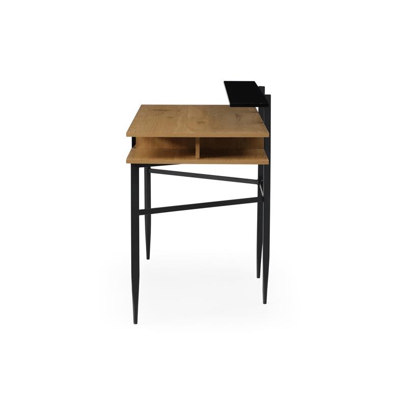Layna Wooden Desk Natural/Black 43.3L x 22.8W x 34.8H 1 Storage Drawer Side