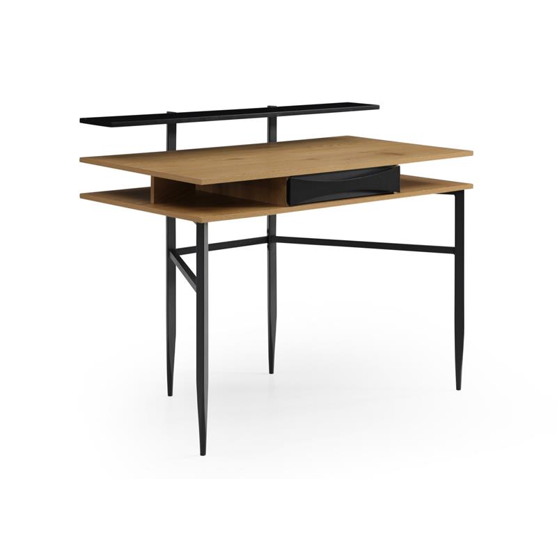 Layna Wooden Desk Natural/Black 43.3L x 22.8W x 34.8H 1 Storage Drawer Side