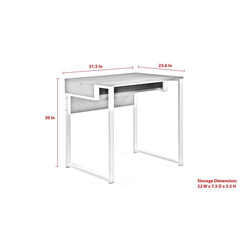 Taelynn Wooden Desk White/Black 31.5L x 23.6W x 30H Open Front Storage