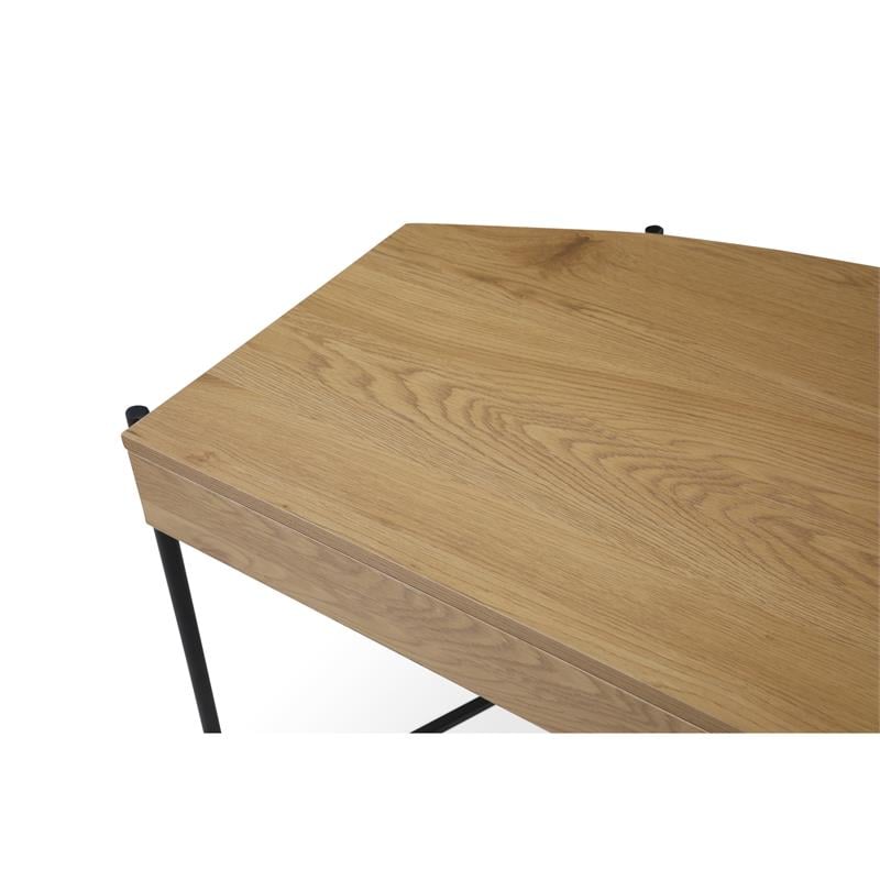 Kyran Wooden Desk Natural/Black 44.8L x 22.1W x 30H 2 Storage Drawers