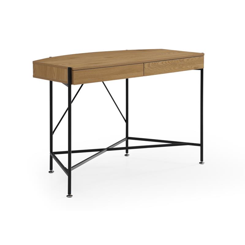 Kyran Wooden Desk Natural/Black 44.8L x 22.1W x 30H 2 Storage Drawers