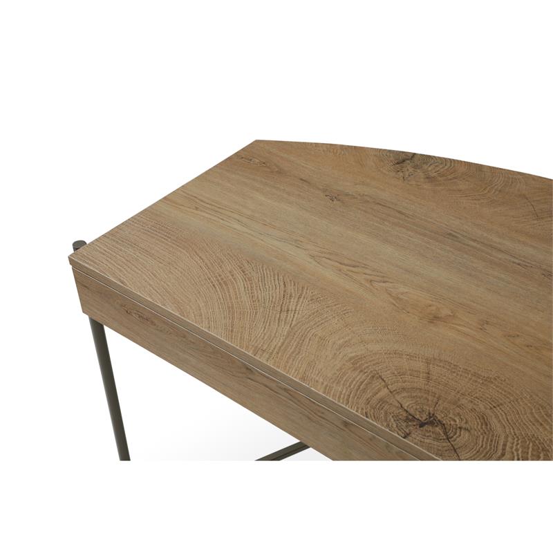 Kyran Wooden Desk Natural/Bronze 44.8L x 22.1W x 30H 2 Storage Drawers