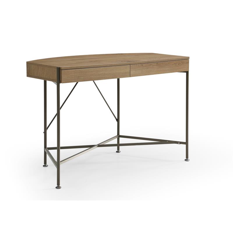 Kyran Wooden Desk Natural/Bronze 44.8L x 22.1W x 30H 2 Storage Drawers