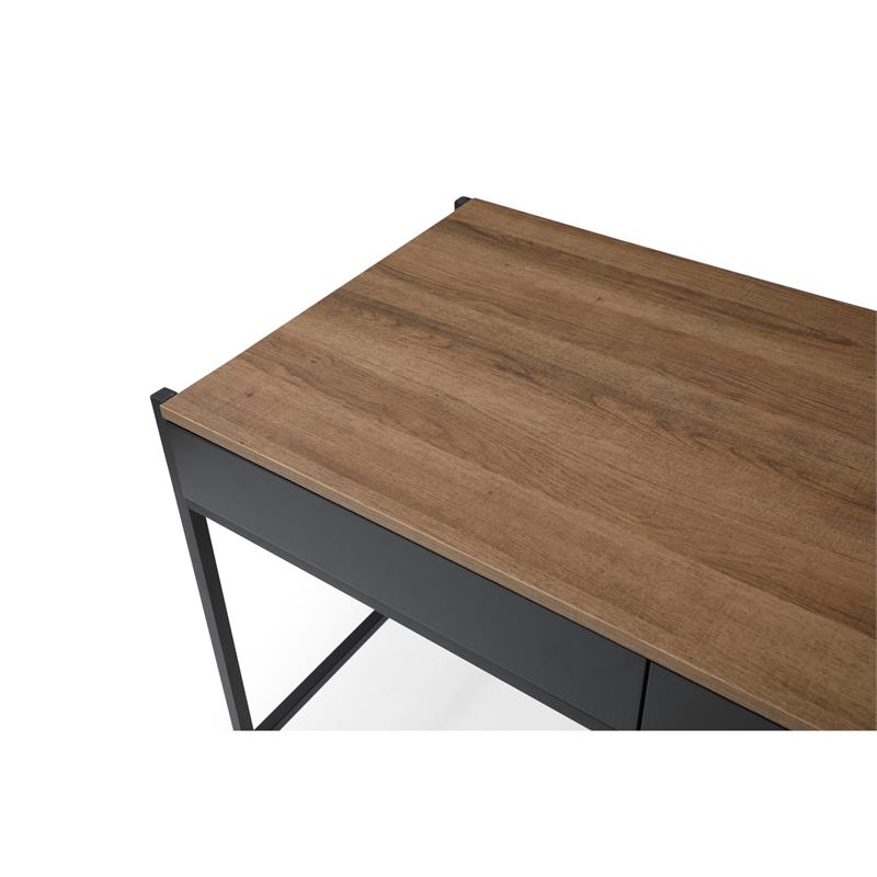Yolanda Wooden Desk Walnut/Black  43.3L x 21.7W x 30H 2 Storage Drawers