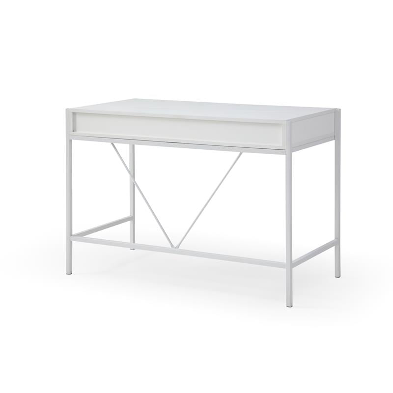Yolanda Wooden Desk White/Grey 43.3L x 21.7W x 30H 2 Storage Drawers