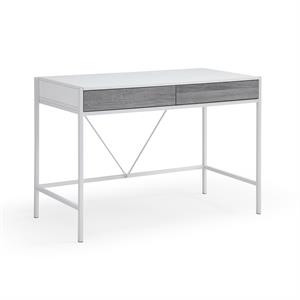 Yolanda Wooden Desk White/Grey 43.3L x 21.7W x 30H 2 Storage Drawers