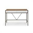 Yolanda Wooden Desk Natural/Bronze 43.3L x 21.7W x 30H 2 Storage Drawers