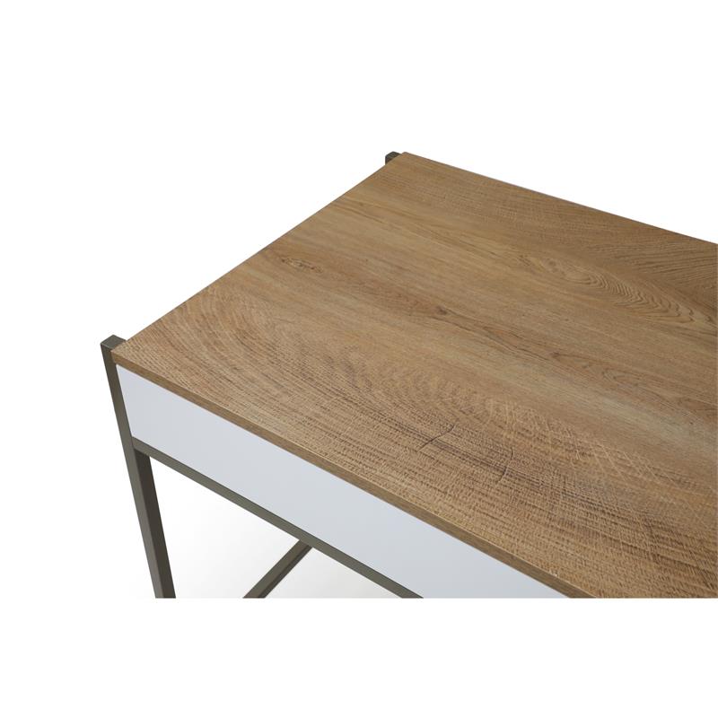 Yolanda Wooden Desk Natural/Bronze 43.3L x 21.7W x 30H 2 Storage Drawers