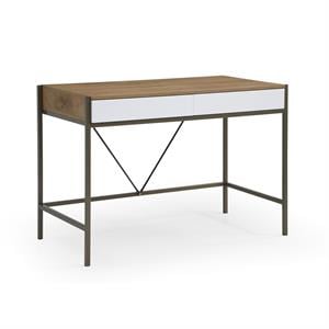Yolanda Wooden Desk Natural/Bronze 43.3L x 21.7W x 30H 2 Storage Drawers