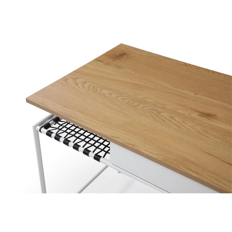 Jaslynn Wooden Desk Natural/White 43.3L x 21.6W x 30H 1 Storage Drawer