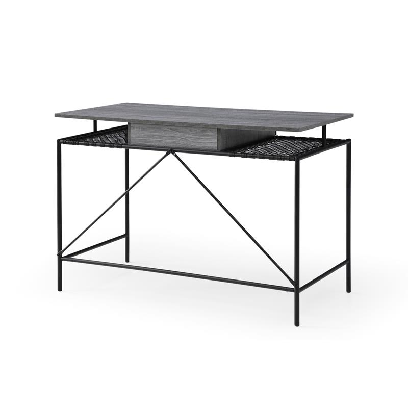 Jaslynn Wooden Desk Grey/Black 43.3L x 21.6W x 30H 1 Storage Drawer