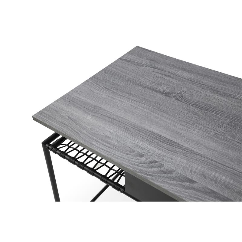 Jaslynn Wooden Desk Grey/Black 43.3L x 21.6W x 30H 1 Storage Drawer