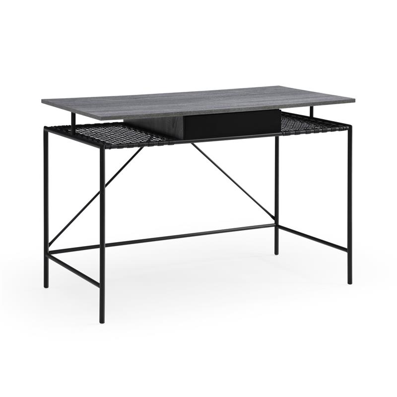 Jaslynn Wooden Desk Grey/Black 43.3L x 21.6W x 30H 1 Storage Drawer