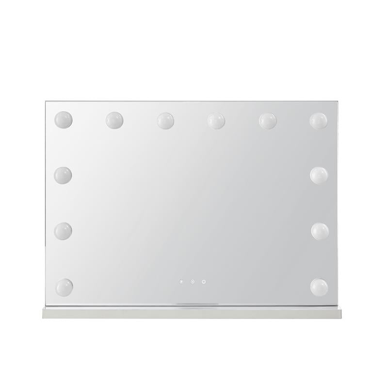Geovanni Glass Mirror 20.4L x 4.7W x 16.7H 12 Dimmable LED Bulbs In White Color