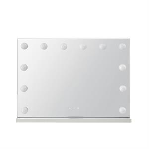 Geovanni Glass Mirror 20.4L x 4.7W x 16.7H 12 Dimmable LED Bulbs In White Color