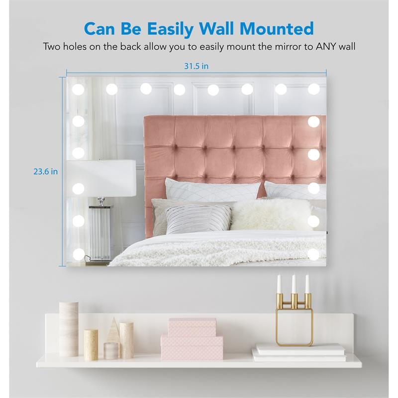 Antwan Mirror   31.5L x 4.7W x 23.6H 18 Dimmable LED Bulbs With Touch Sensor