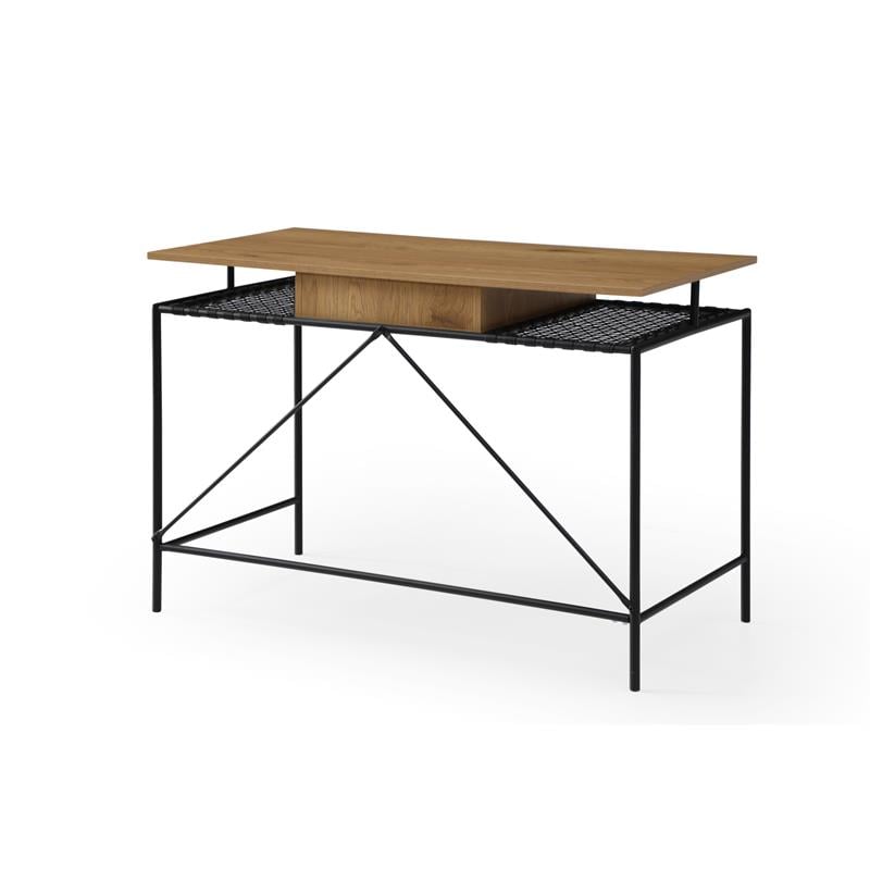 Jaslynn Wooden Desk Natural/Black 43.3L x 21.6W x 30H 1 Storage Drawer