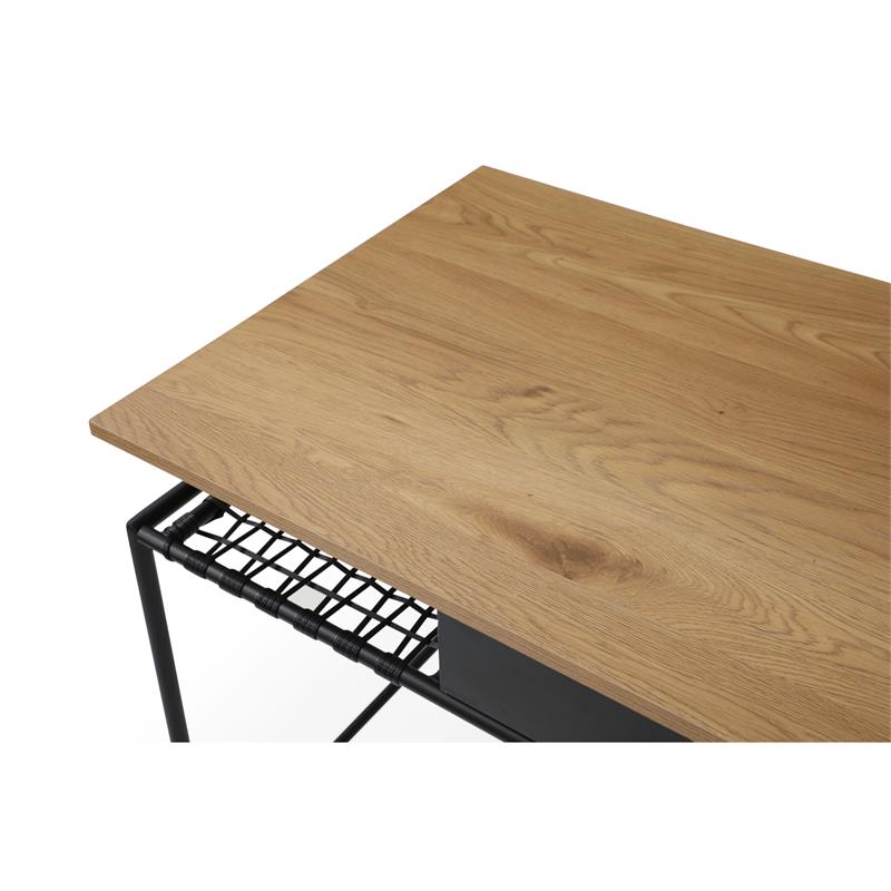 Jaslynn Wooden Desk Natural/Black 43.3L x 21.6W x 30H 1 Storage Drawer