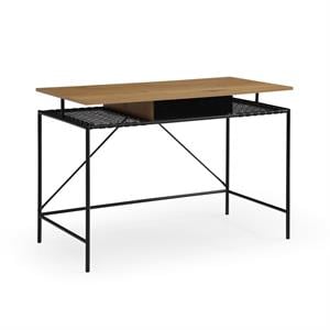 Jaslynn Wooden Desk Natural/Black 43.3L x 21.6W x 30H 1 Storage Drawer