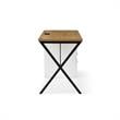 Dev Wooden Desk Natural 55L x 23.6W x 30H 3 Storage Drawers Leather Handles