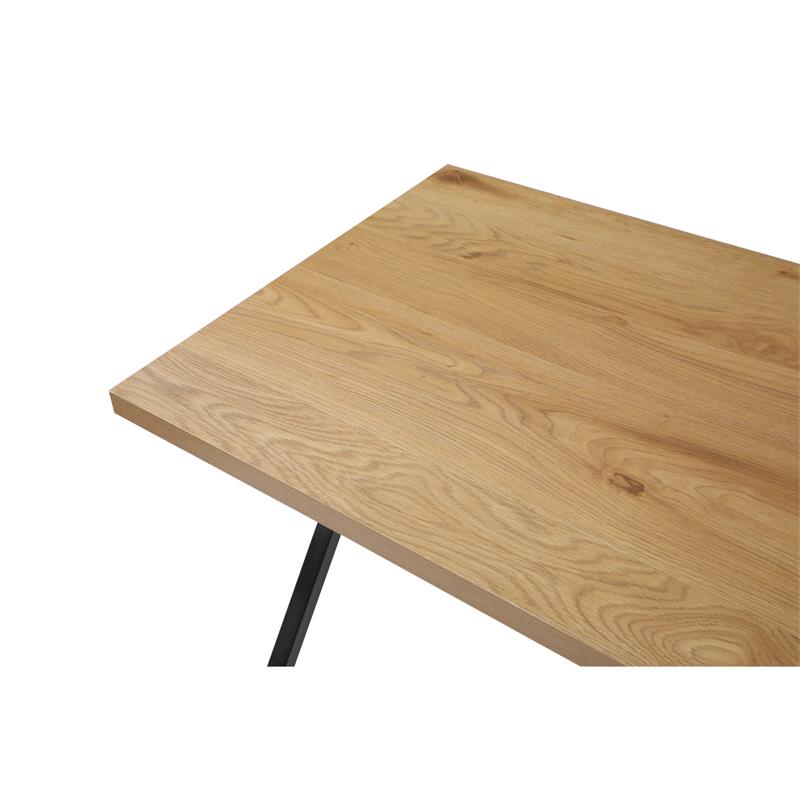 Dev Wooden Desk Natural 55L x 23.6W x 30H 3 Storage Drawers Leather Handles