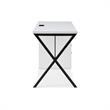 Dev Wooden Desk White  55L x 23.6W x 30H 3 Storage Drawers Leather Handles