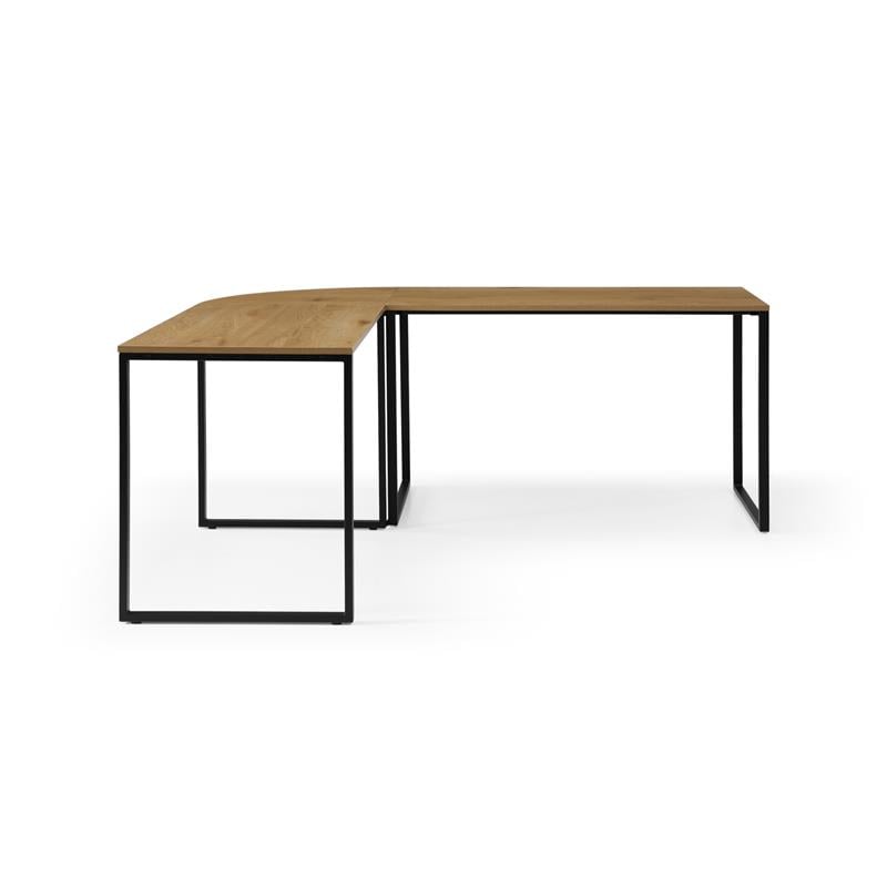 Jacelyn Desk Natural/Black  71L x 63W x 30H L-Shaped Curved Corner