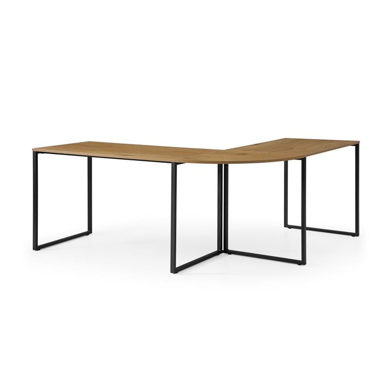 Jacelyn Desk Natural/Black  71L x 63W x 30H L-Shaped Curved Corner
