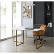 Jacelyn Desk White/Gold  71L x 63W x 30H L-Shaped Curved Corner